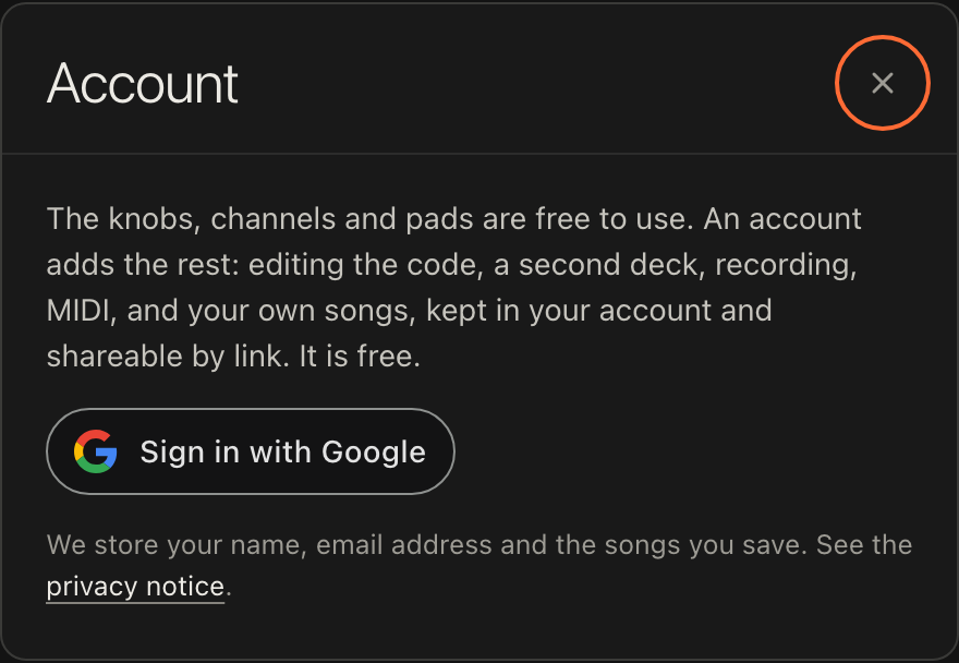 The account sheet for a visitor who is signed out, with what an account adds and the sign-in button