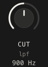 One knob on the deck, with its name, its readout and the sub-label saying what it shapes