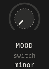 A switch on the deck, its readout showing the current option's name