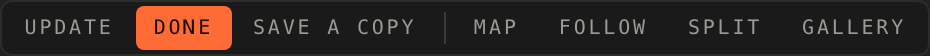 The stage bar while the code is being edited, with Done and Update