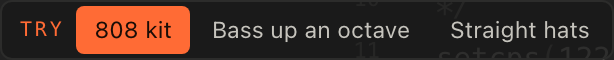 A Try chip lit over the code, with the changed line marked
